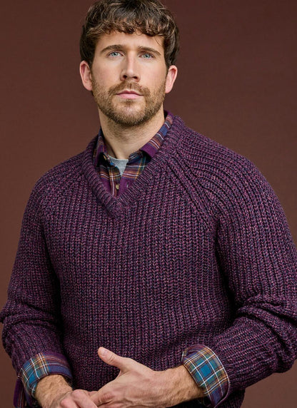  V Neck Fisherman Rib Jumper
