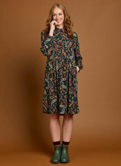  Printed Midi Shirt Dress