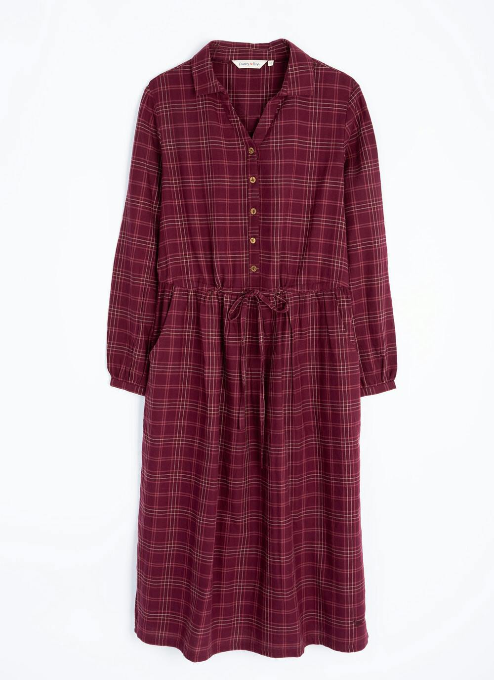  Pure Cotton Collared Check Dress