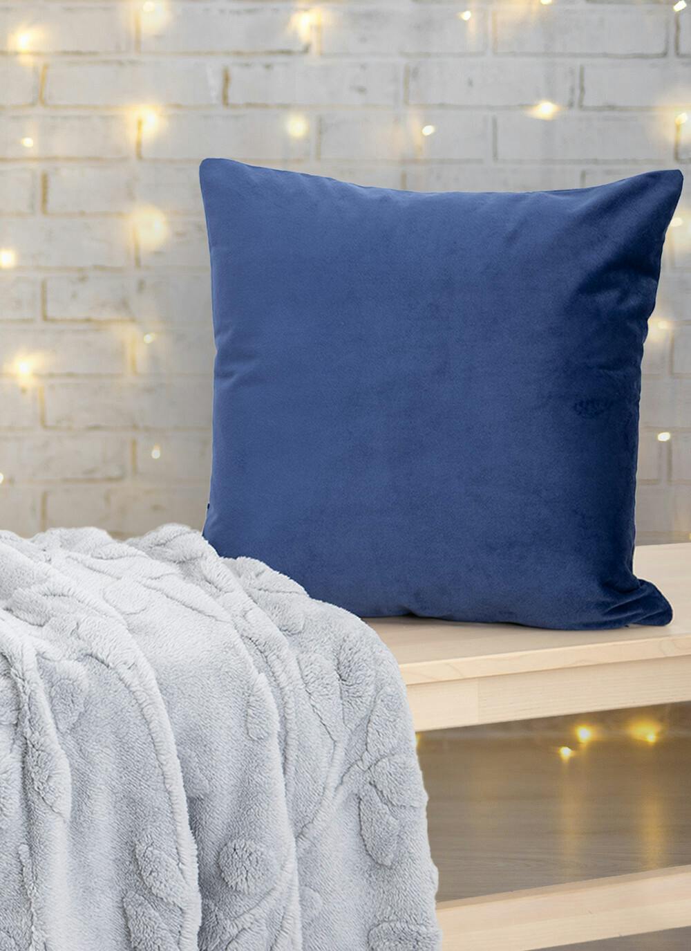  Stag Foil Print Velvet Navy Cushion