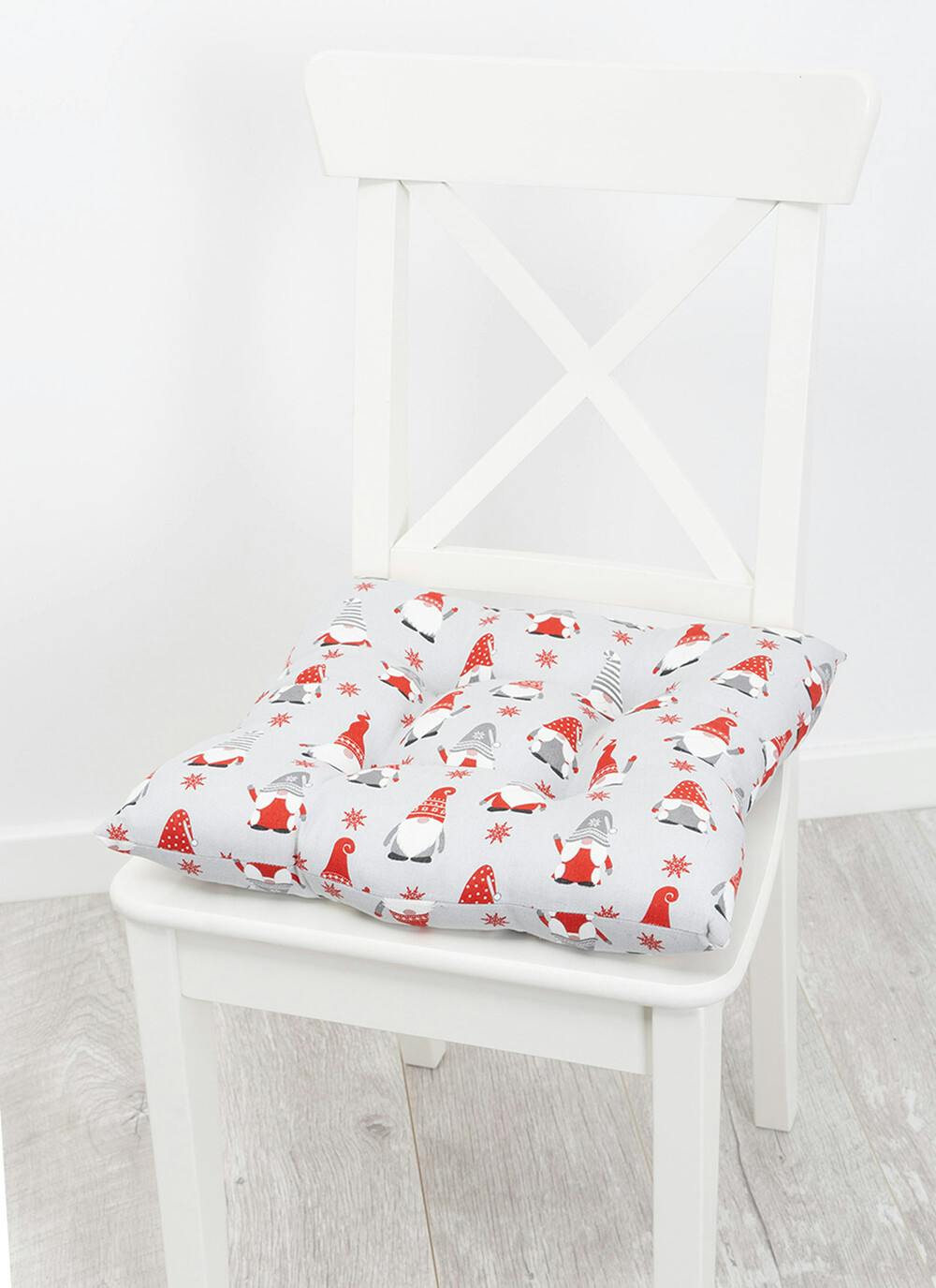  Gonks Print Cotton Grey Seat Pad
