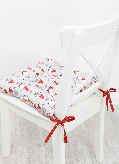  Gonks Print Cotton Grey Seat Pad