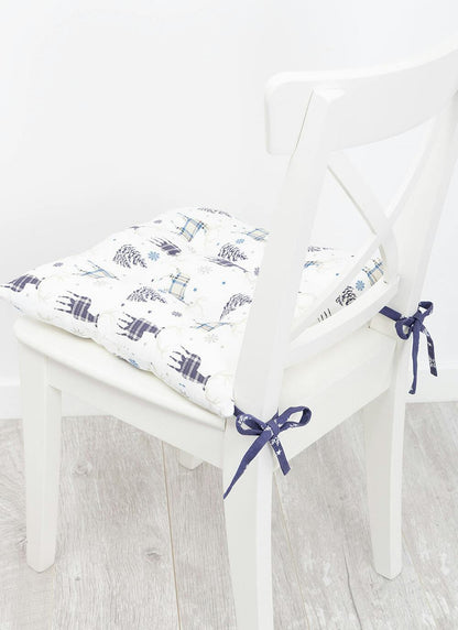  Stag Print Cotton Navy Seat Pad