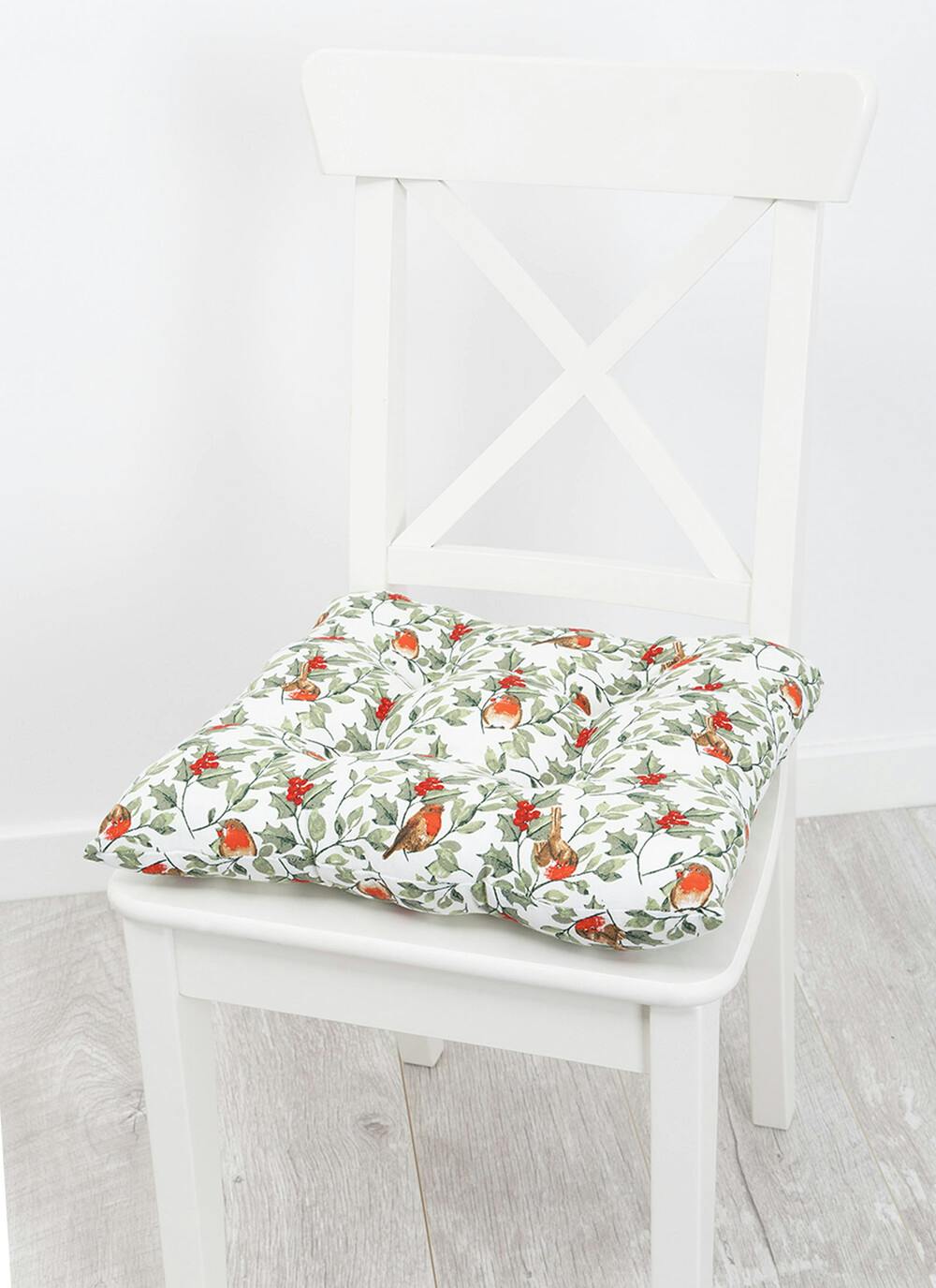  Robin Print Cotton Red Seat Pad
