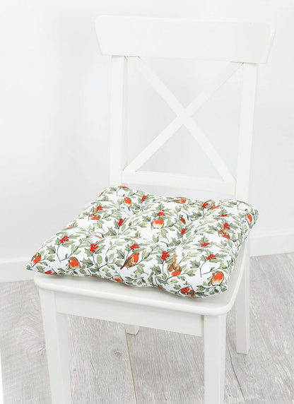  Robin Print Cotton Red Seat Pad