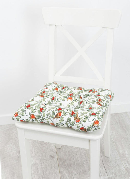  Robin Print Cotton Red Seat Pad
