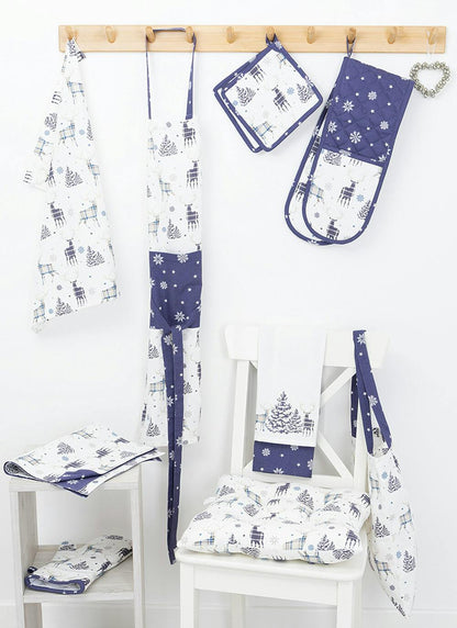  Stag Print Cotton Navy 3-Pack Teatowels
