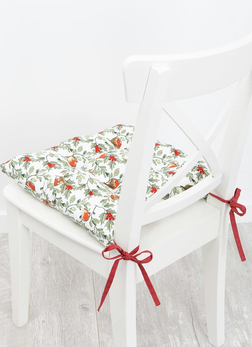  Robin Print Cotton Red Seat Pad