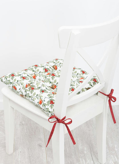  Robin Print Cotton Red Seat Pad