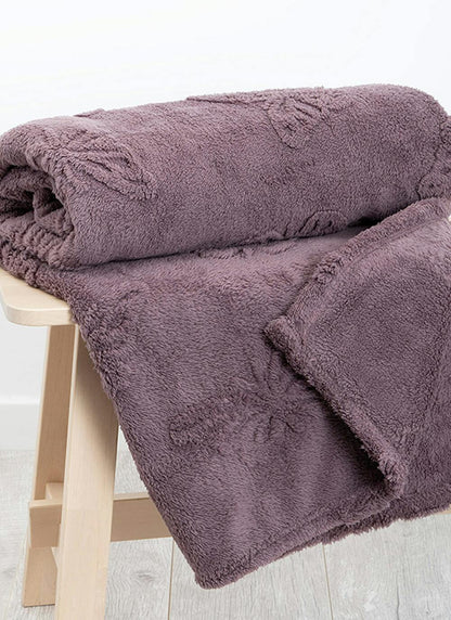  Butterfly Embossed Fleece Purple Throw