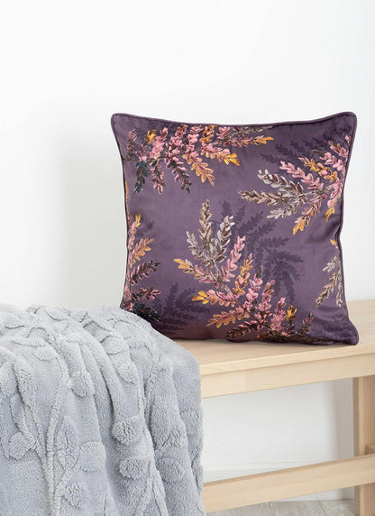  Autumn Floral Print Velvet Plum Cushion