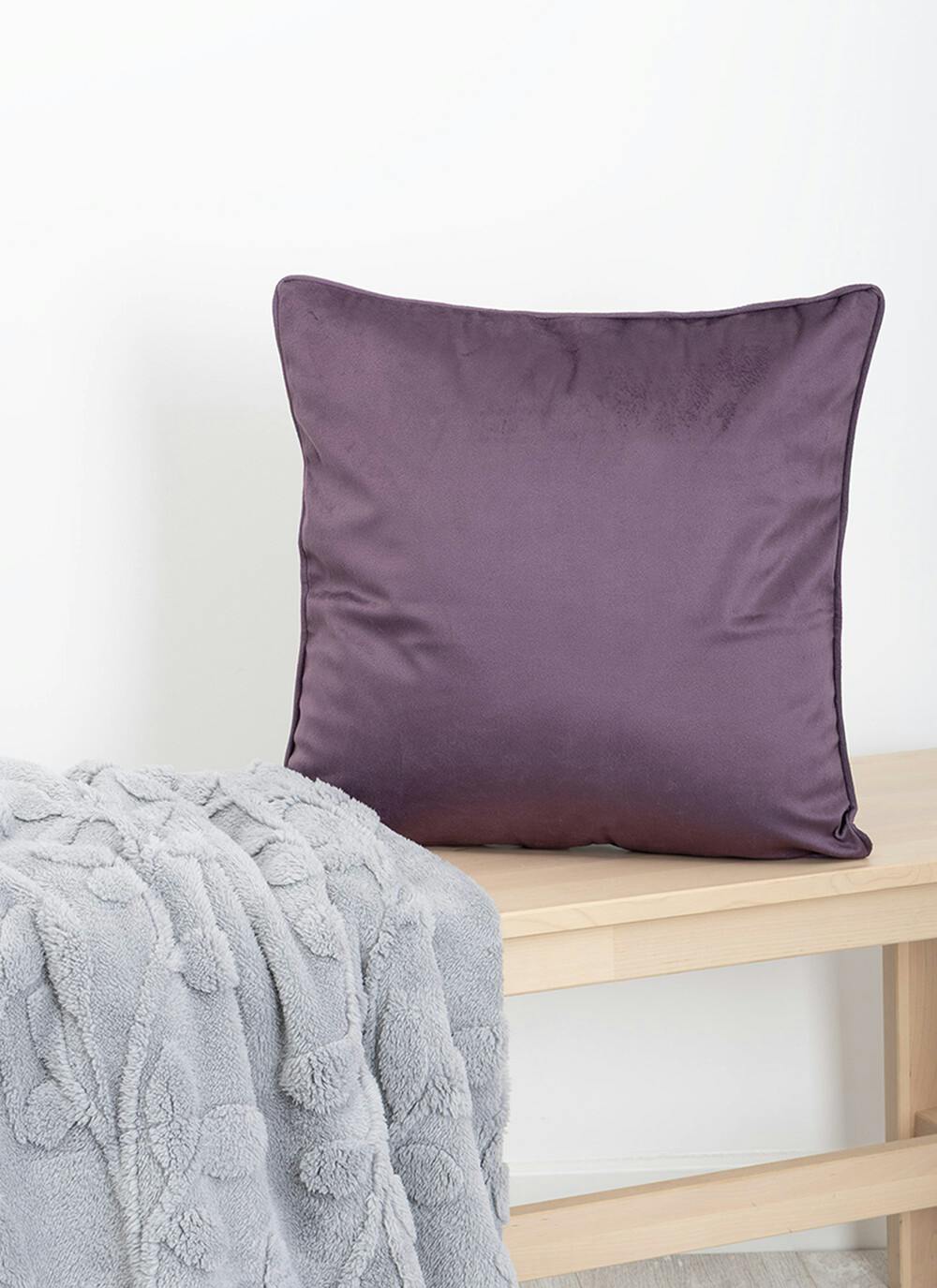  Autumn Floral Print Velvet Plum Cushion
