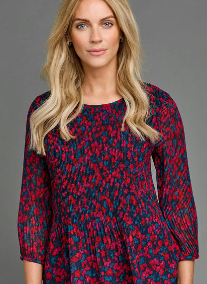  Pleated Ditsy Floral Top