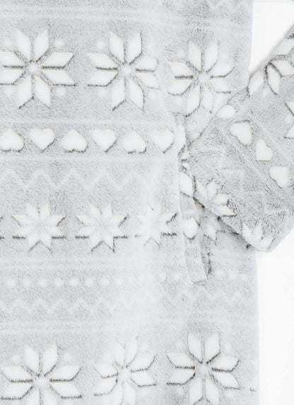  Cosy Fleece Fairisle Cowl Neck Lounger