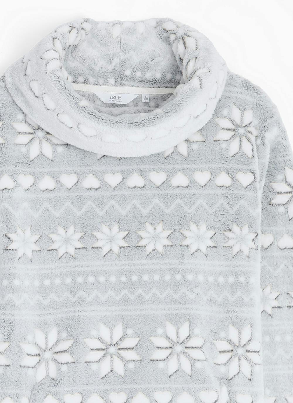  Cosy Fleece Fairisle Cowl Neck Lounger