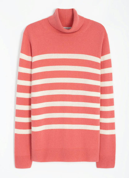  Cashmere Polo Neck Stripe Jumper