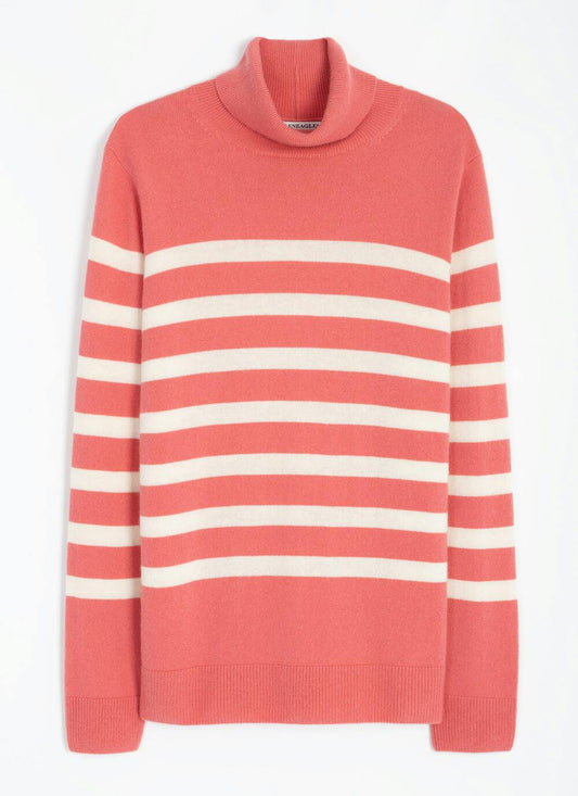  Cashmere Polo Neck Stripe Jumper